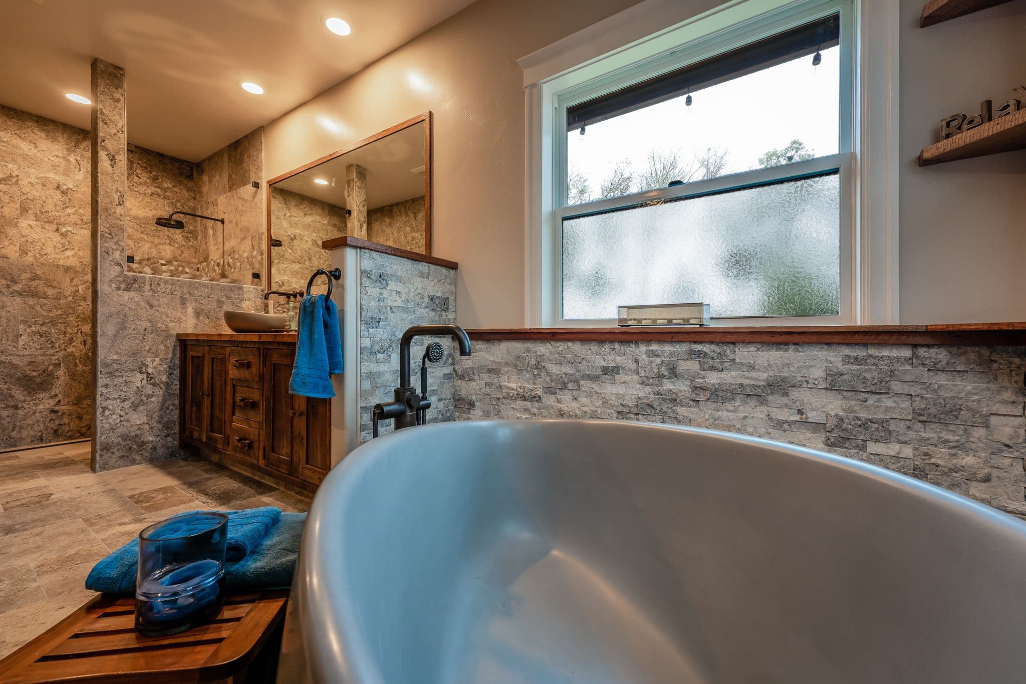 Master bathroom wide view