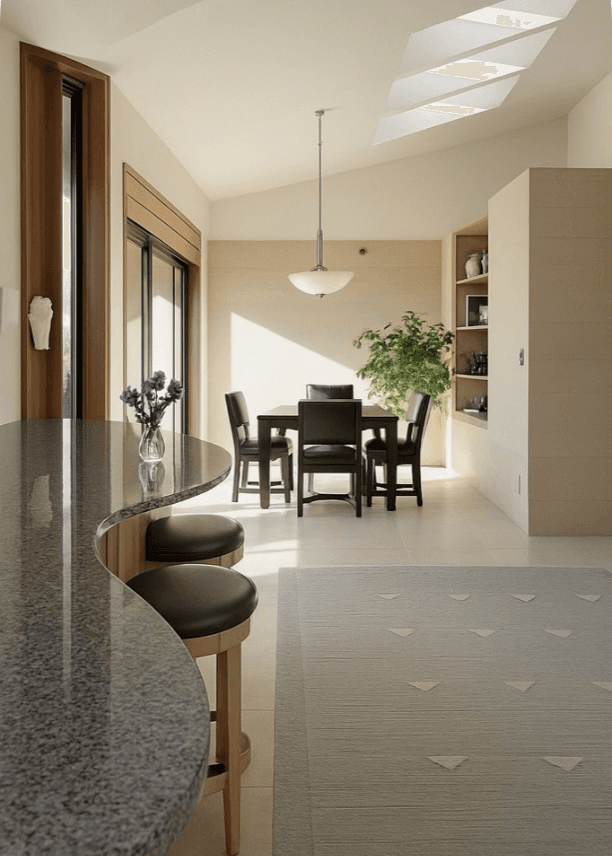 Contemporary interior with skylights