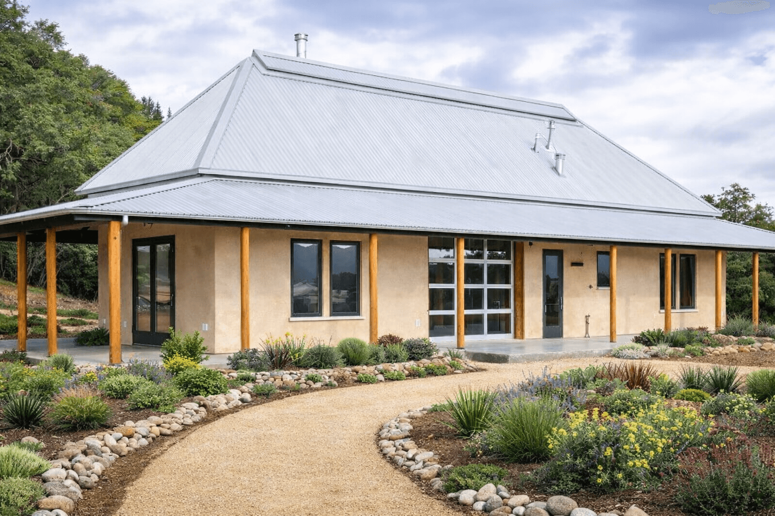 Straw bale and venetian plaster